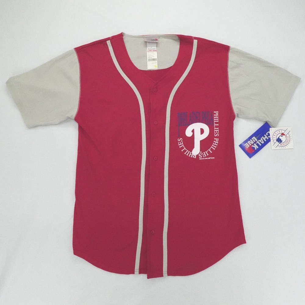 Vintage Philidelphia Phillies Jersey Shirt Mens Large Red 90s Mlb Baseball New